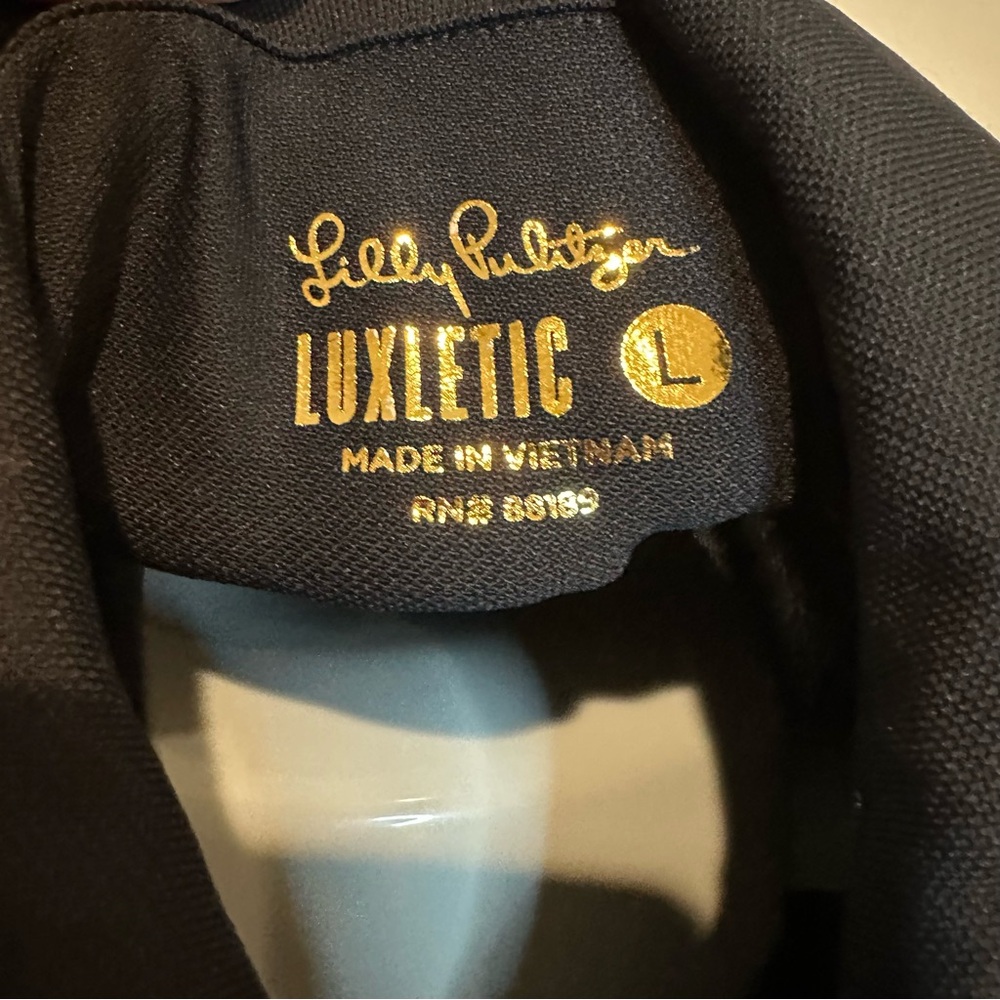 Lilly Pulitzer Luxletic Brickell Dress UPF 50+ Black Collared Pockets Size L - Picture 3 of 7